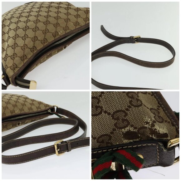 GUCCI GG Canvas Web Sherry Line Shoulder Bag Beige Red Green Auth 138289 - Picture 16 of 16